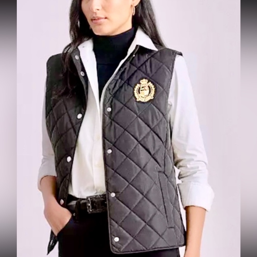 New Ralph Lauren Quilted Vest with High Collar size M